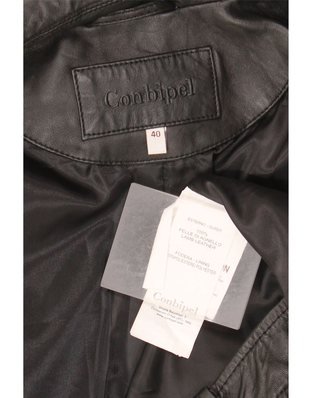 Conbipel Chaqueta motera de cuero para mujer IT 40 Small Black Leather