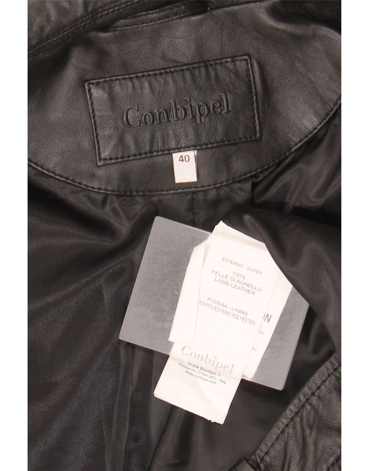 Conbipel Chaqueta motera de cuero para mujer IT 40 Small Black Leather