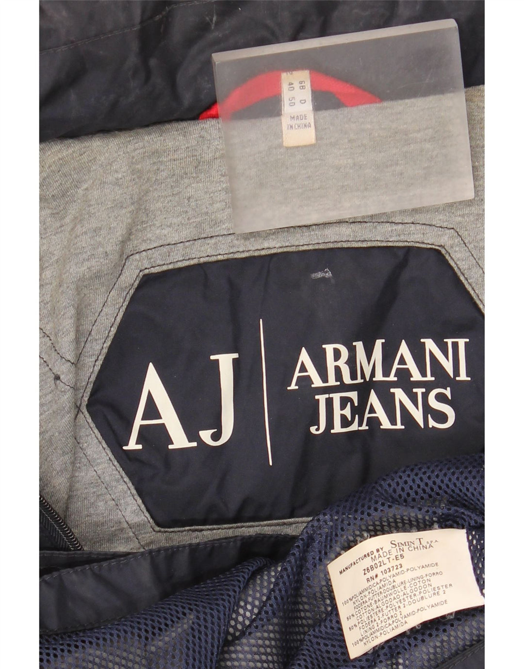 Armani Jeans Chaqueta impermeable para hombre UK 40 Large Poliamida azul marino