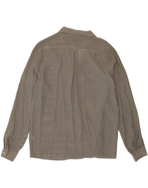 Alba Fornari Blusa camisera para mujer UK 44 Seda mediana a rayas blancas