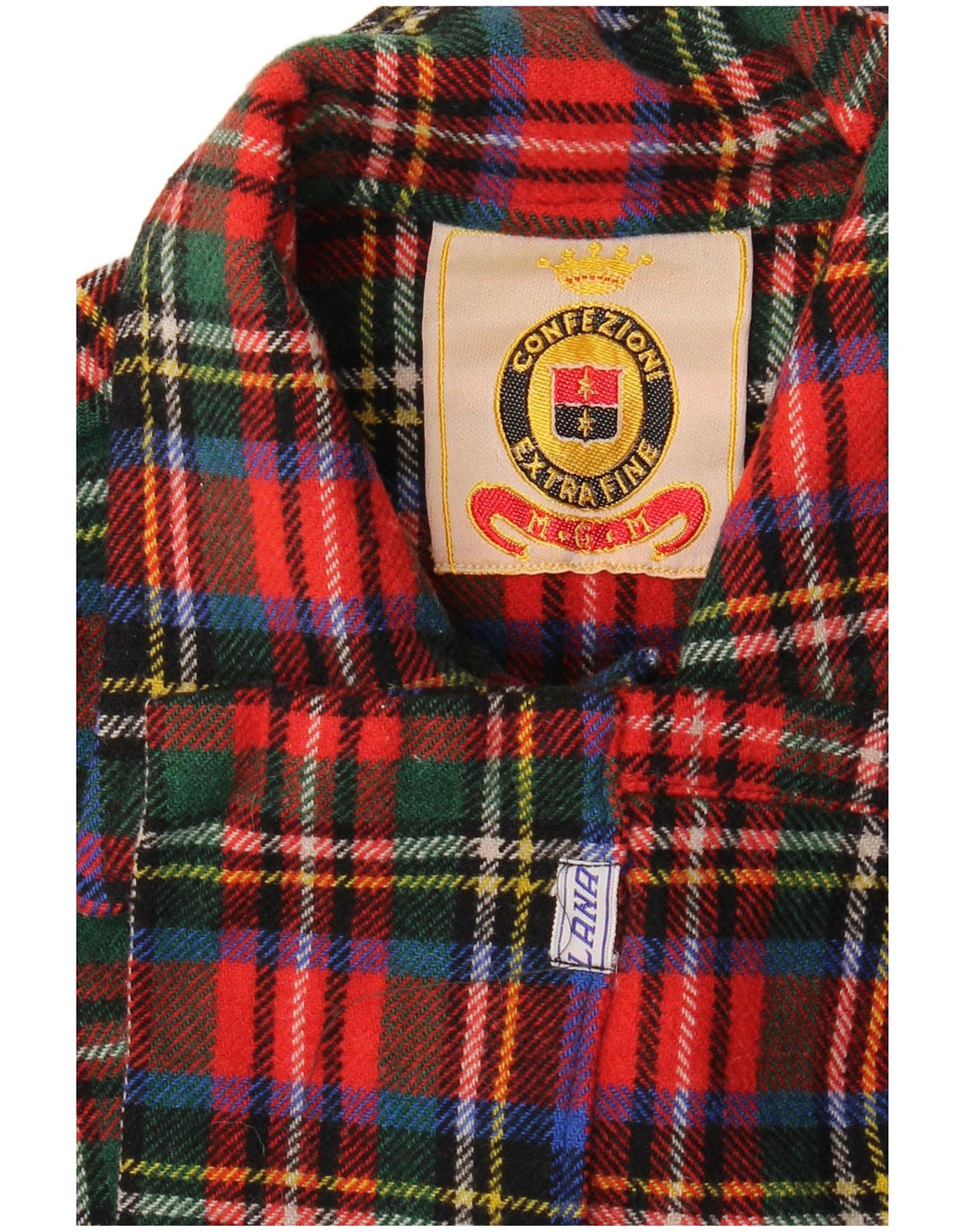 Camisa de franela vintage para hombre lana de cuadros rojos medianos
