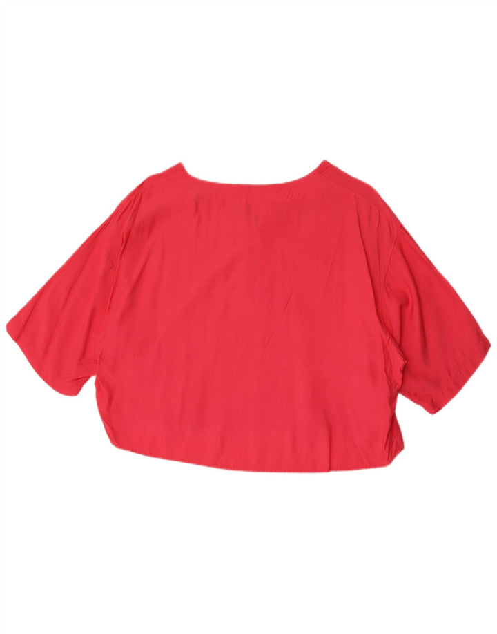 Benetton Blusa Crop Oversize IT 44 Viscosa Rosa Medio