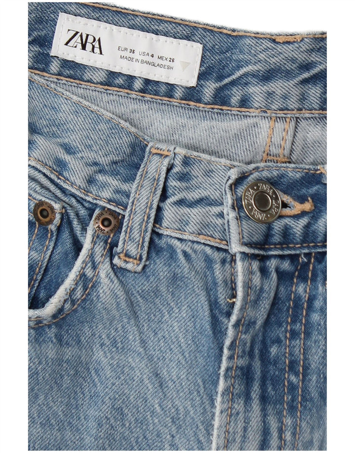 ZARA Vaqueros Rectos De Talle Alto Mujer EU 36 XS W26 L26 Azul Algodón