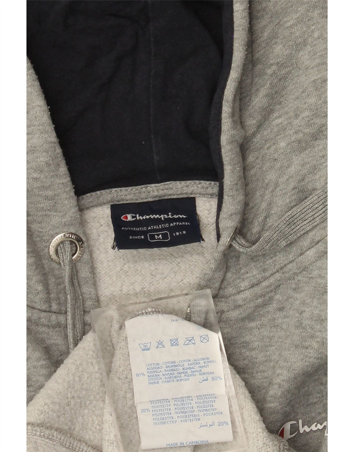 CHAMPION Suéter con capucha y cremallera para hombre Algodón gris medio con bloques de color