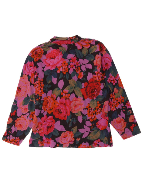 Belfe Blusa de manga larga para mujer UK 46 Grande Algodón floral multicolor