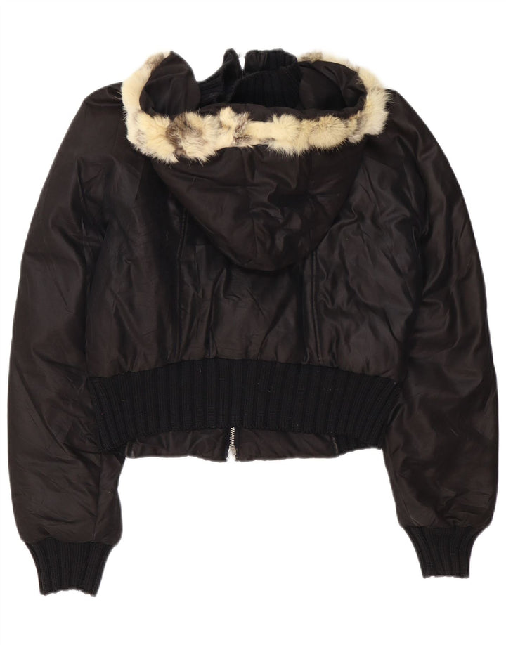 TRUSSARDI JEANS Chaqueta acolchada con capucha para mujer IT 44 Medium Negro Poliamida