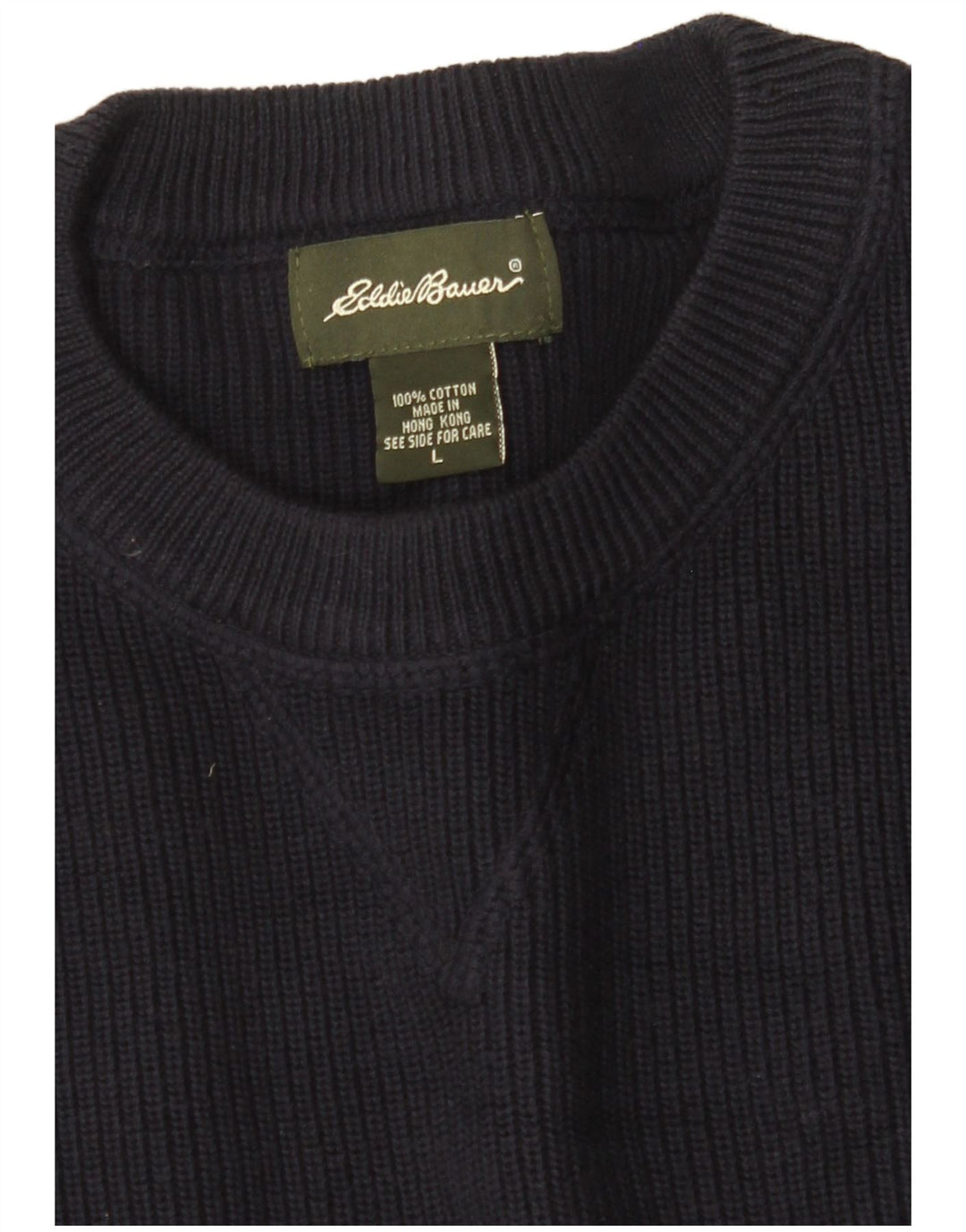 EDDIE BAUER Jersey de cuello redondo para hombre, talla grande, algodón azul marino