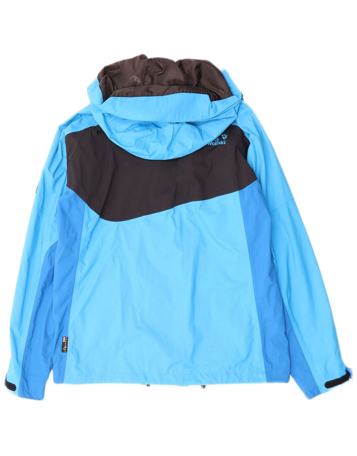 Jack Wolfskin Chaqueta impermeable con capucha para hombre UK 34 Small Azul Colorblock