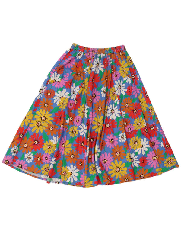 Vintage mujer A-Line falda mediana W28 algodón floral multicolor