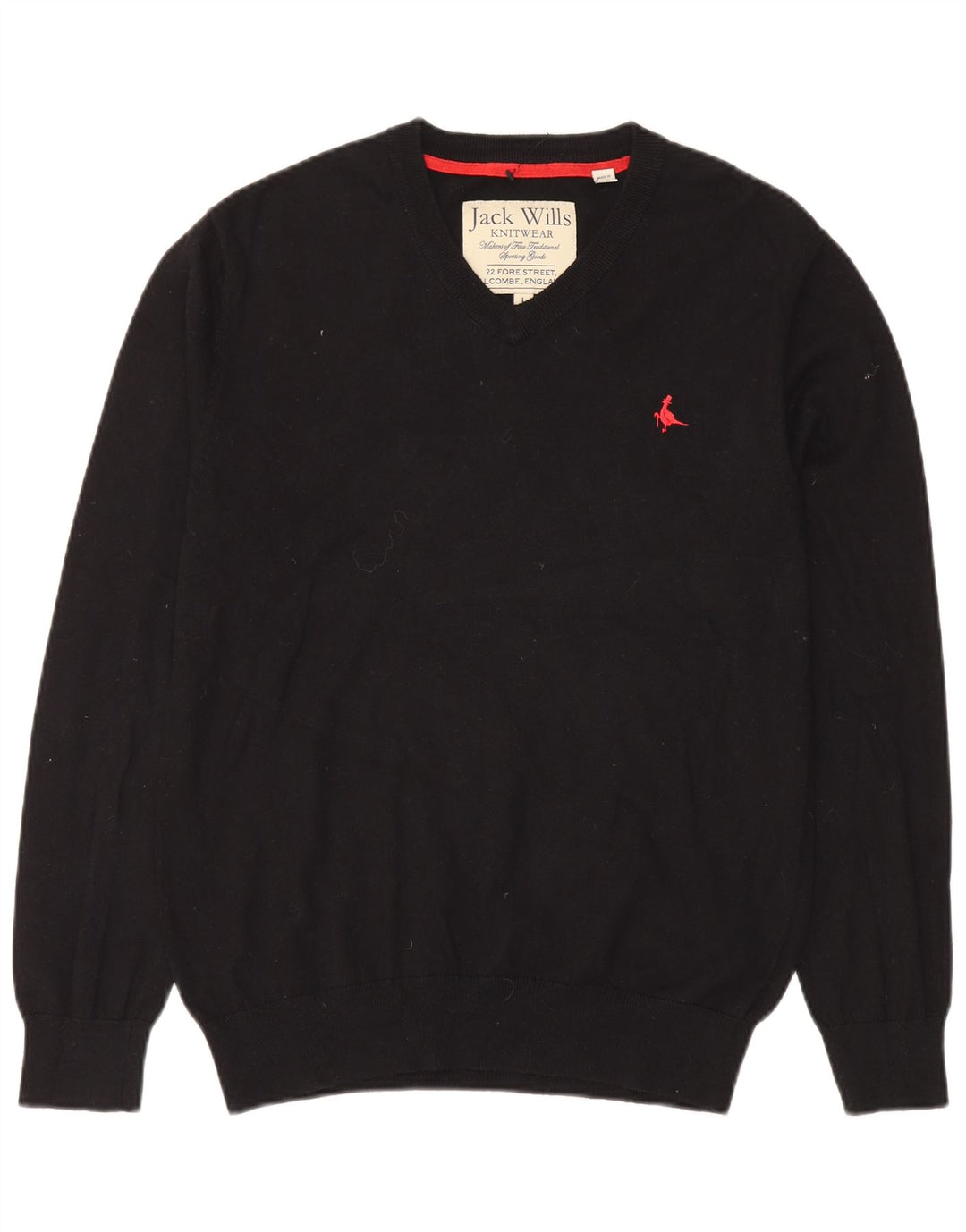 Jack Wills Jersey con cuello en V para hombre, talla grande, algodón negro