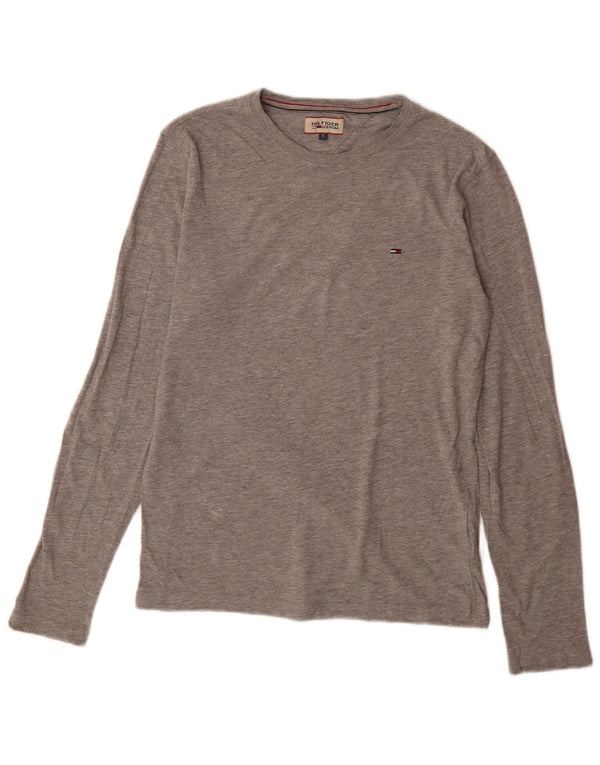 Tommy Hilfiger Camiseta de manga larga para hombre de algodón moteado gris pequeño