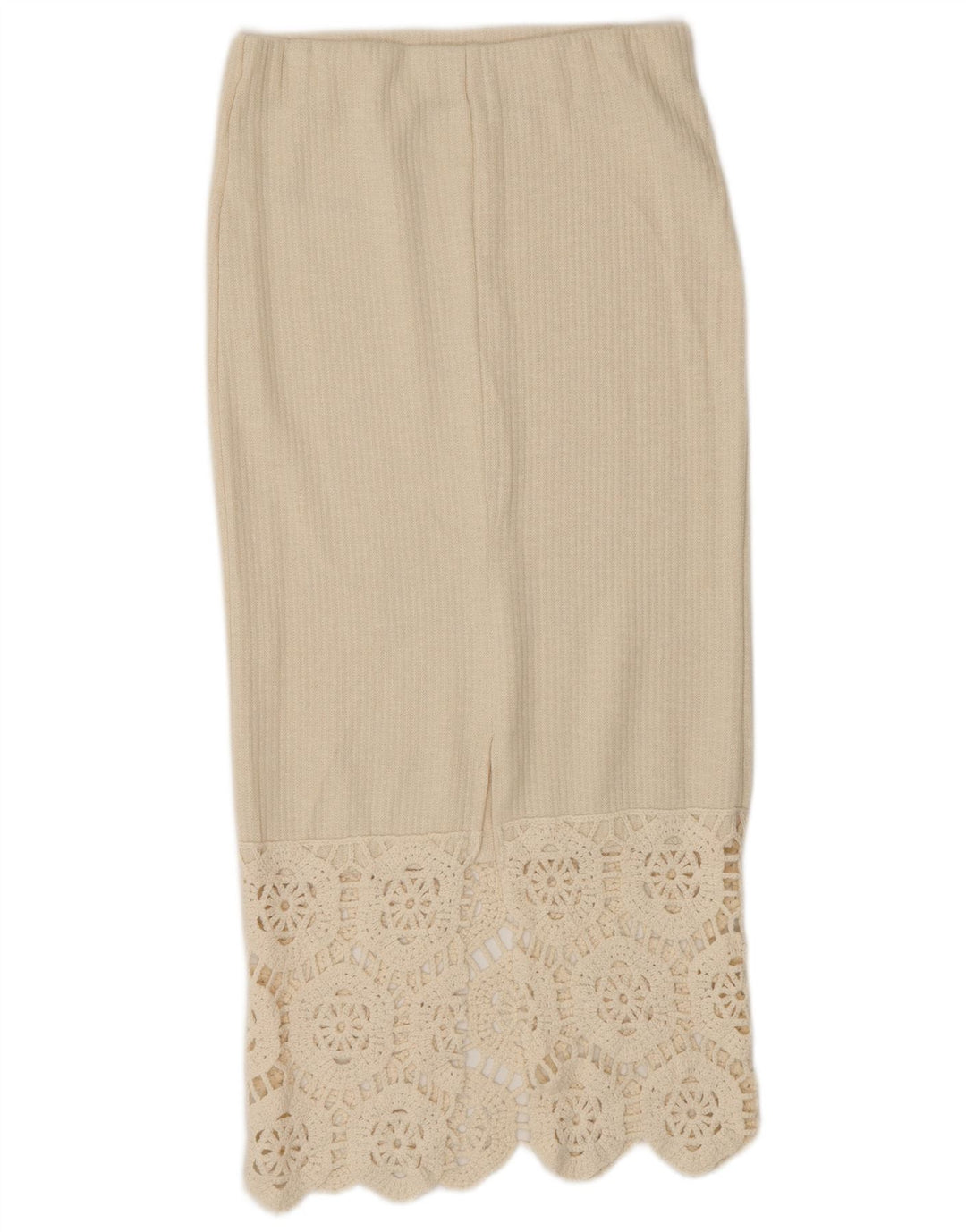 Zara Mujer Falda Midi De Cintura Alta Pequeña W26 Poliéster Blanco Roto