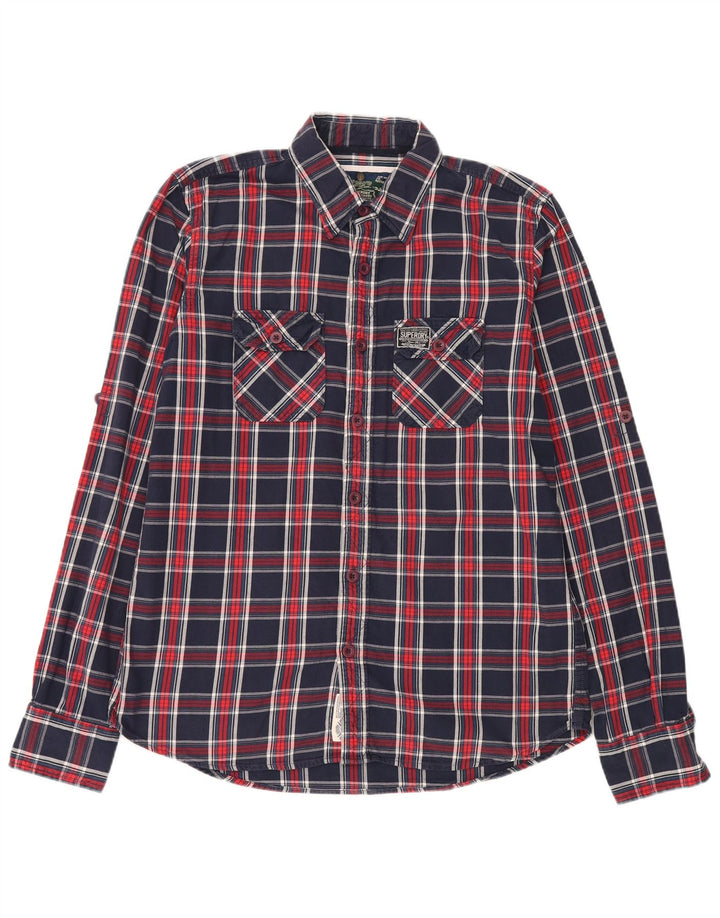 Superdry Camisa De Franela Para Hombre 2XL Algodón A Cuadros Azul Marino