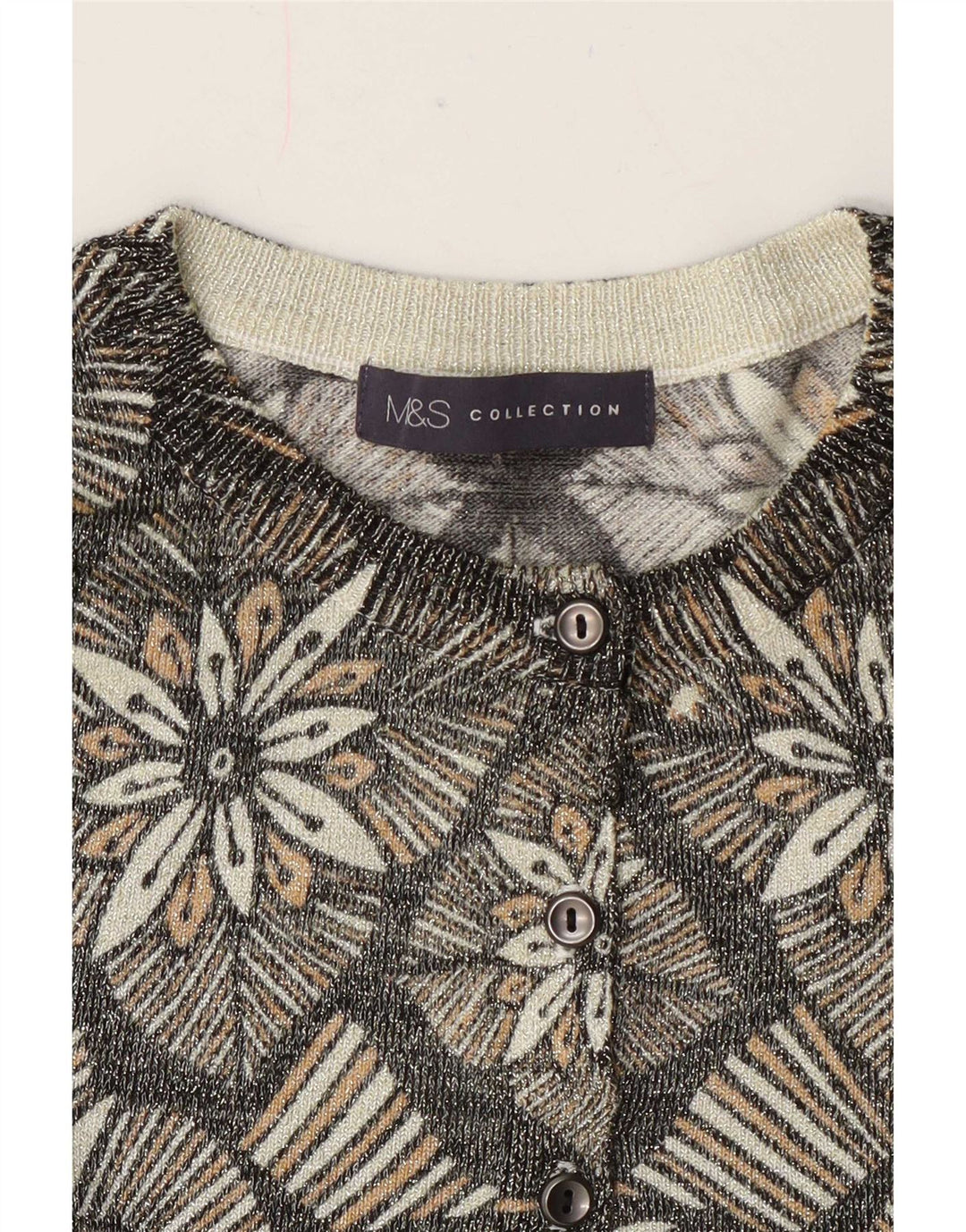 Marks & Spencer - Cárdigan para mujer, talla 40, color gris medio, clásico floral