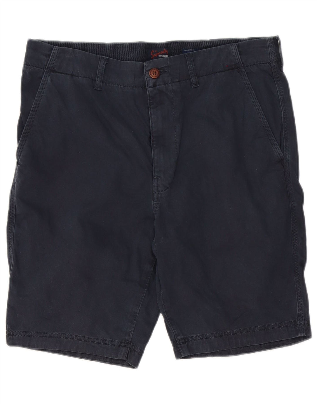 Superdry Pantalones cortos chinos para hombre W32 Algodón azul marino mediano