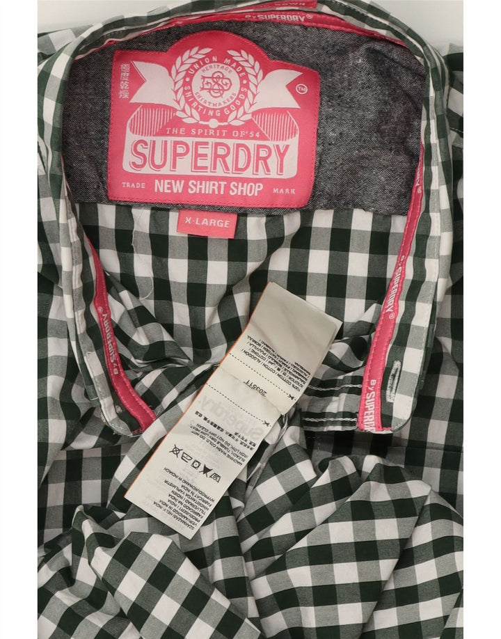 SUPERDRY Camisa Hombre XL Algodón Vichy Verde