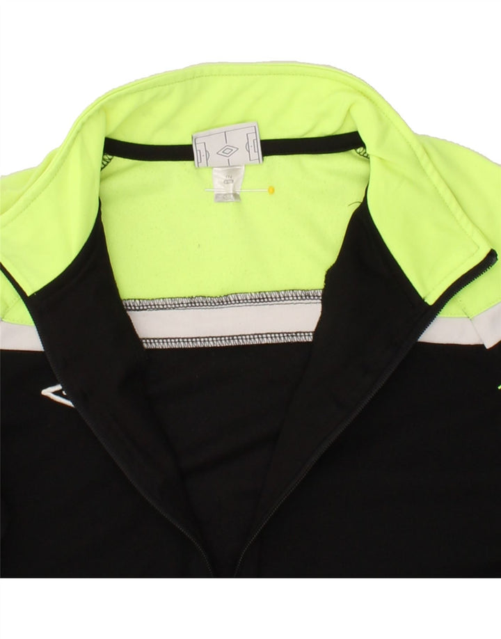 UMBRO Boys Tracksuit Top Jacket 15-16 Years Black Colourblock Polyester Vintage Umbro and Second-Hand Umbro from Messina Hembry 