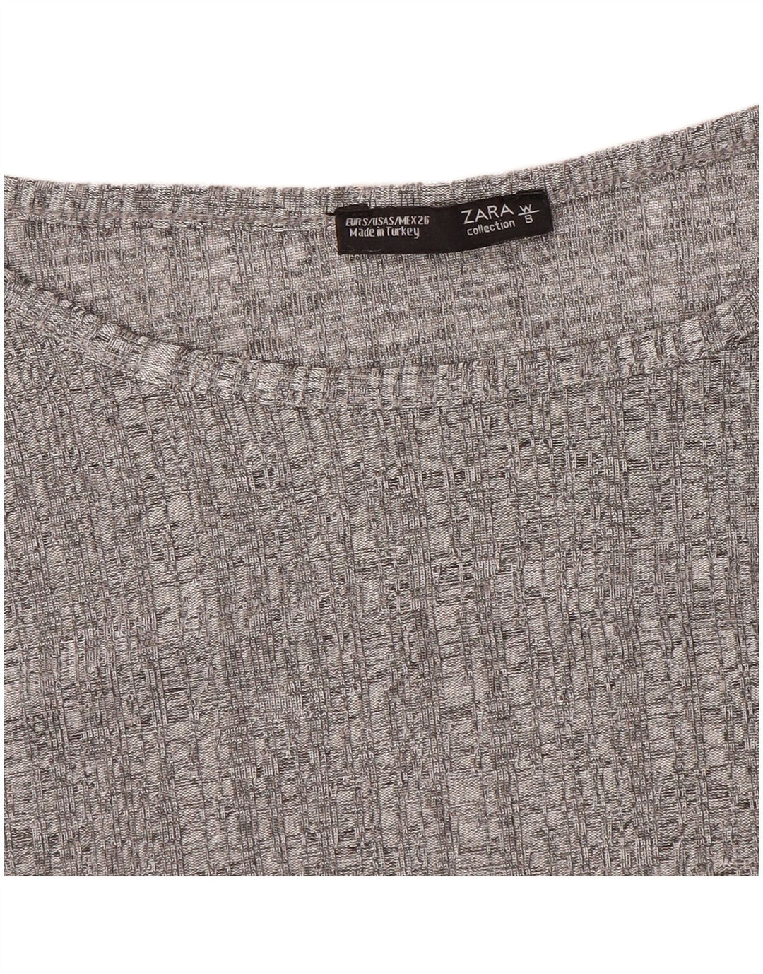 Zara Mujer Top Manga Larga UK 40 Pequeño Gris Moteado