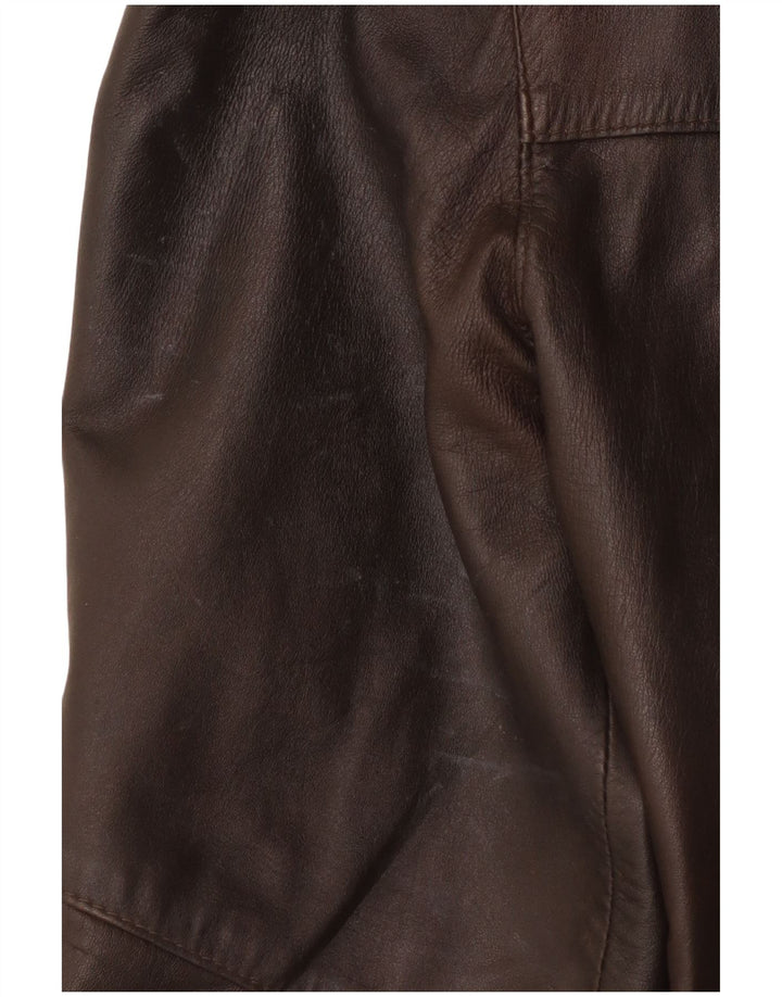 Chaqueta de cuero vintage para mujer IT 42 cuero marrón medio
