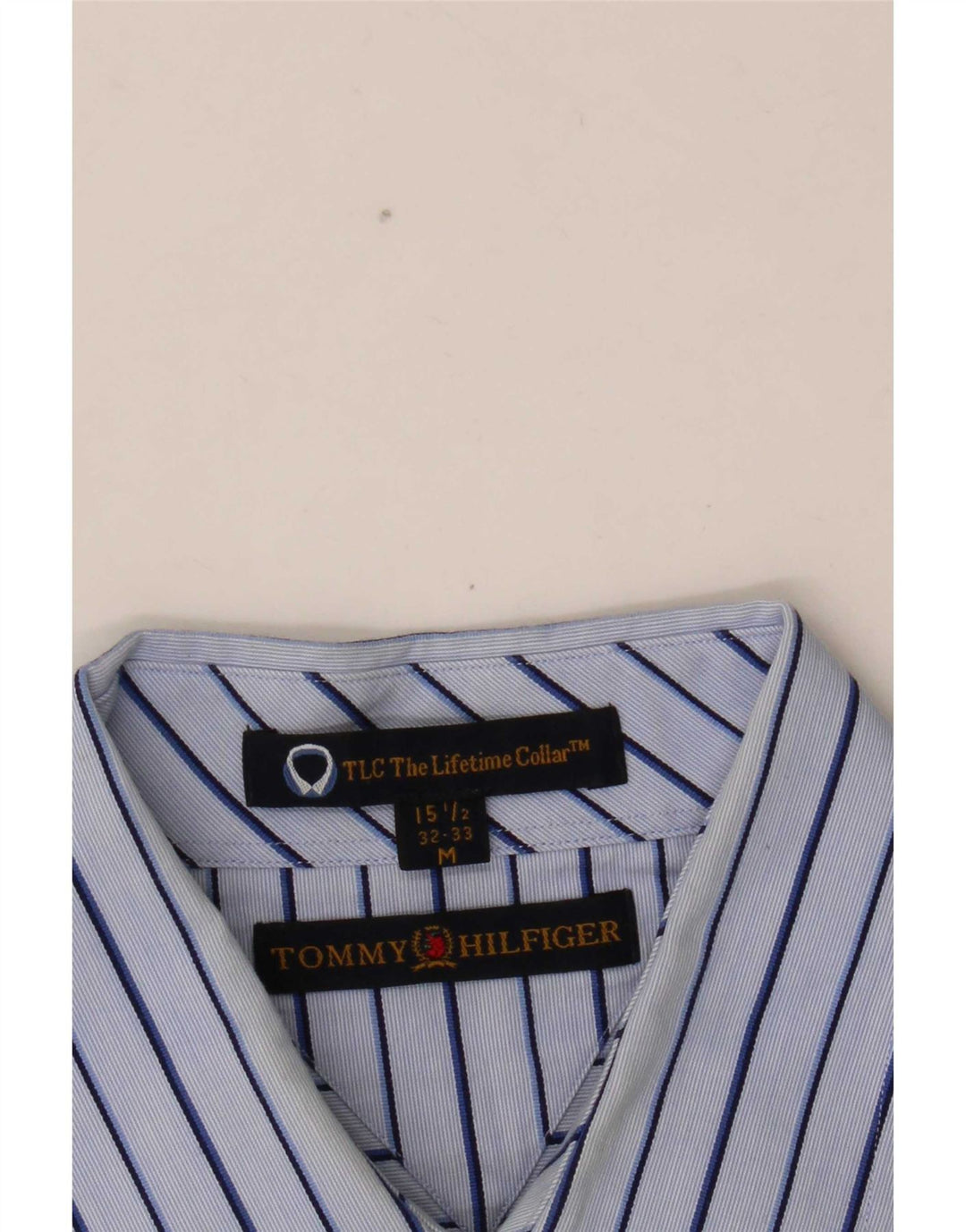 Camisa Tommy Hilfiger para hombre talla 15 1/2 mediana azul a rayas