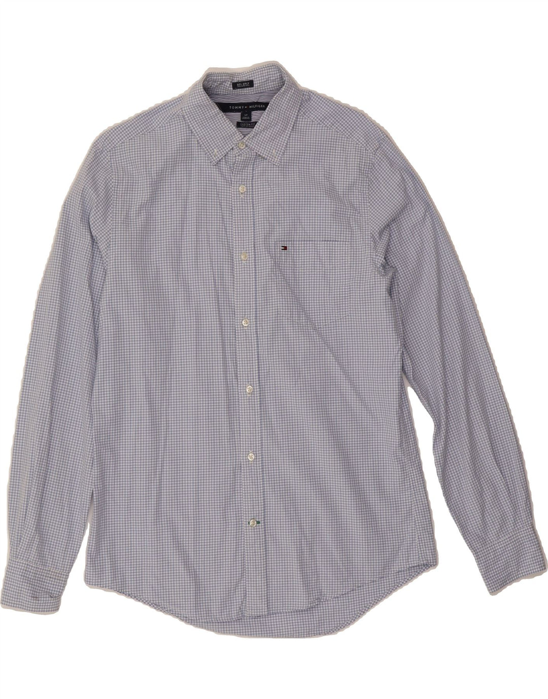 TOMMY HILFIGER Mens Custom Fit Shirt Small Blue Check Cotton Vintage Tommy Hilfiger and Second-Hand Tommy Hilfiger from Messina Hembry 