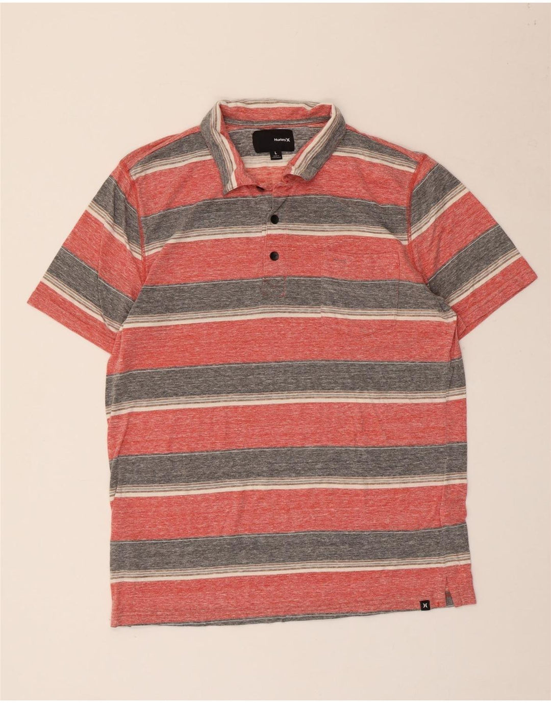 Hurley Polo Hombre Poliéster A Rayas Rosa Grande