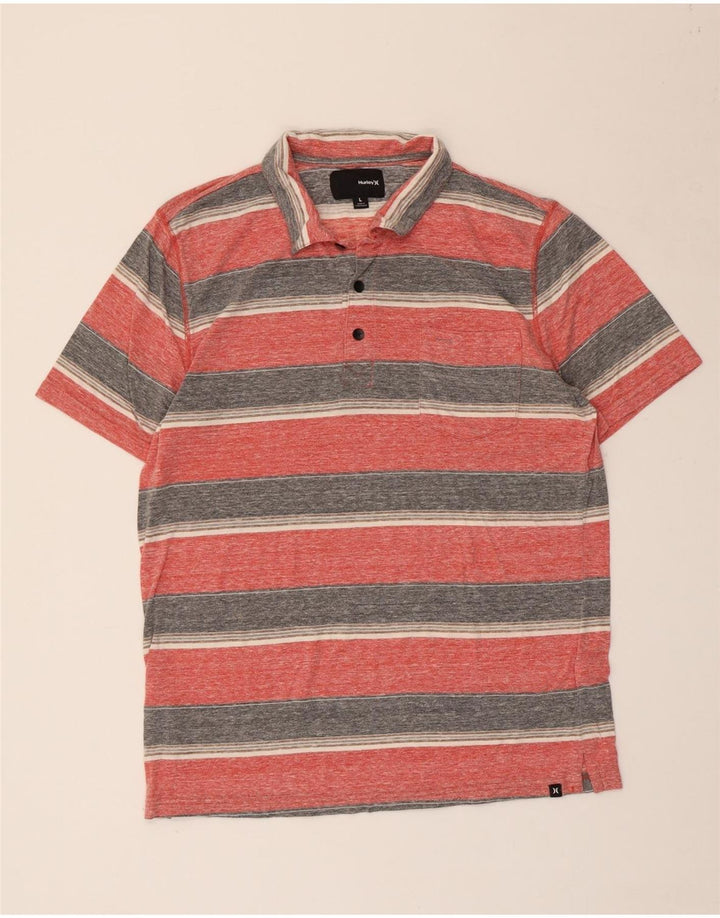 Hurley Polo Hombre Poliéster A Rayas Rosa Grande