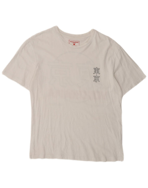 Jack & Jones - Camiseta gráfica para hombre, talla grande, algodón blanco