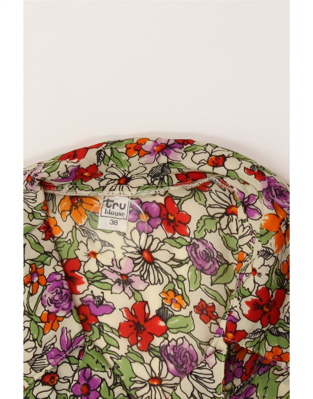 TRU Womens See Through Shirt Blouse EU 38 Medium Multicoloured Floral Vintage Tru and Second-Hand Tru from Messina Hembry 