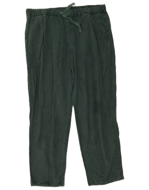 Zara Mujer Pantalón Casual Recto Grande W30 L32 Lyocell Verde