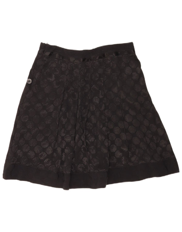 OASIS Falda plisada acampanada para mujer UK 10 Small W30 Viscosa de lunares negros