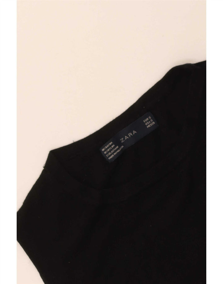 Zara Mujer Chaleco Tank Top Reino Unido 8 Pequeño Rayón Negro