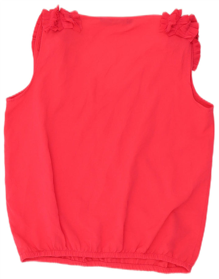 Zara Blusa sin mangas con volante en la parte delantera para mujer UK 44 Medium Red