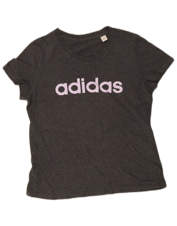 Adidas Camiseta gráfica para mujer Top UK 12 Algodón moteado gris medio