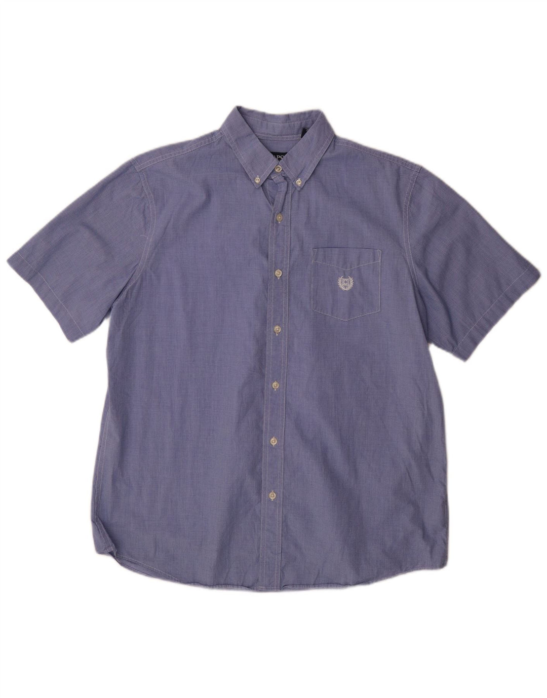 Chaps Camisa de manga corta para hombre de algodón de pata de gallo azul grande