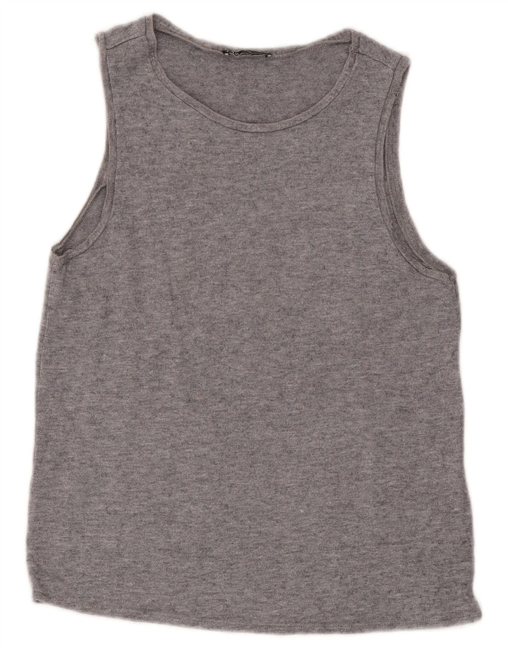 Zara Mujer Chaleco Top UK 10 Small Gris Viscosa Moteada