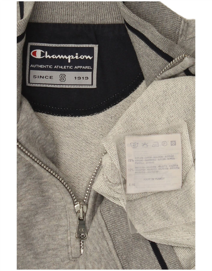 CHAMPION Sudadera con cuello y cremallera gráfica para hombre Jumper Small Grey Cotton
