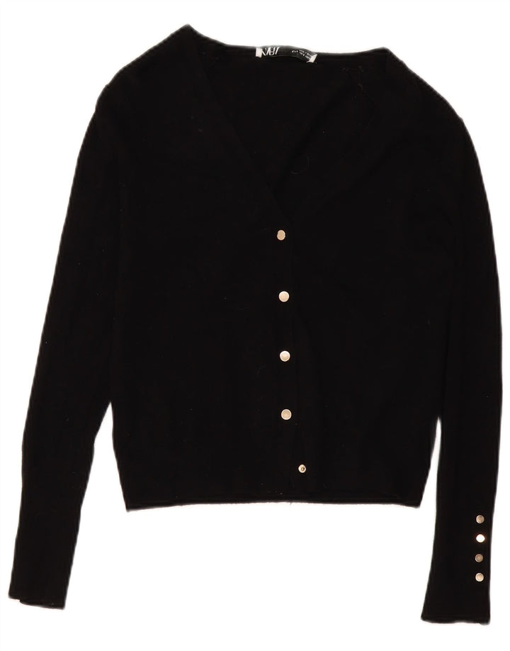 Zara Mujer Cárdigan Suéter UK 10 Small Viscosa Negra