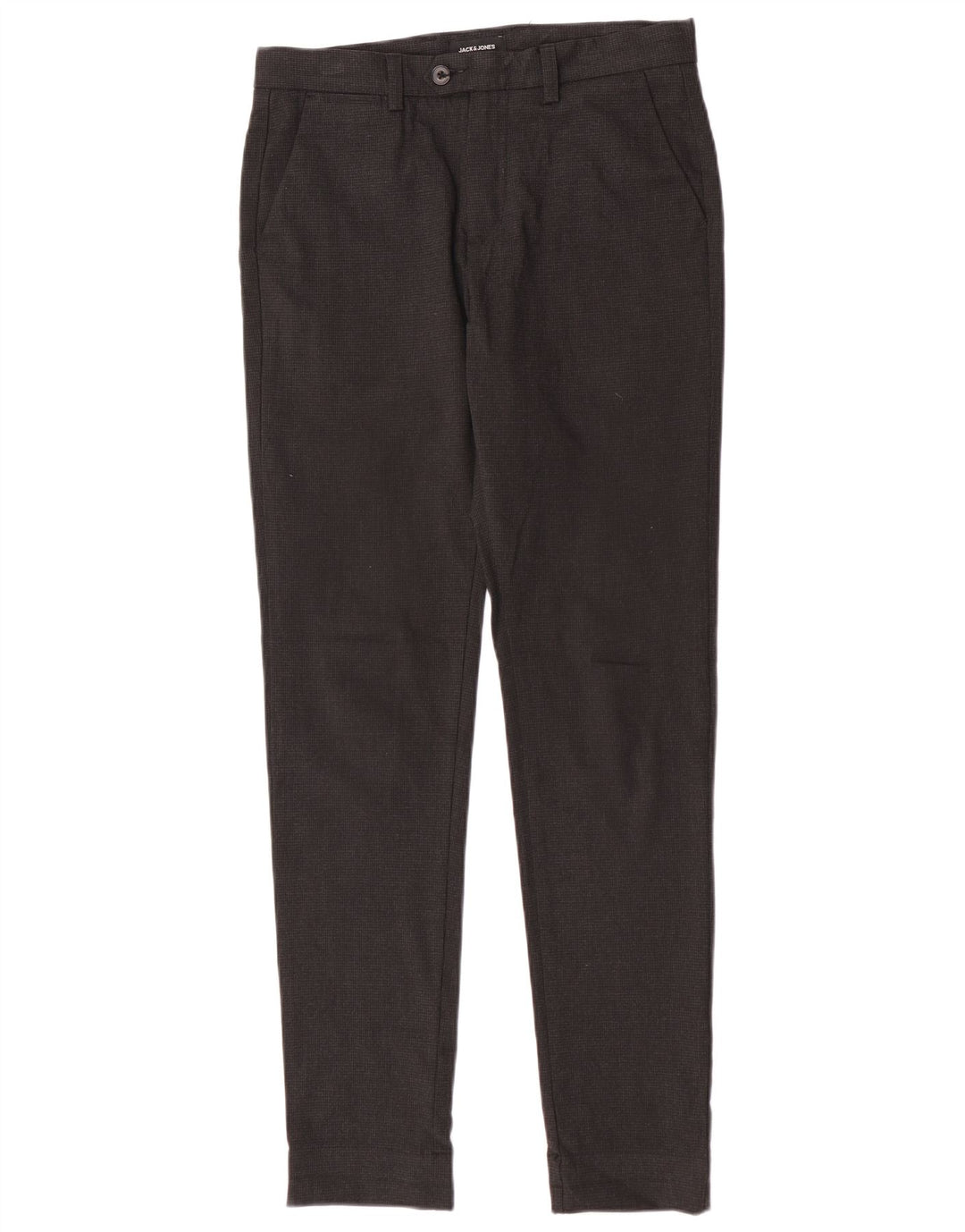 Jack & Jones Pantalón de traje ajustado para hombre W30 L32 Poliéster de pata de gallo gris