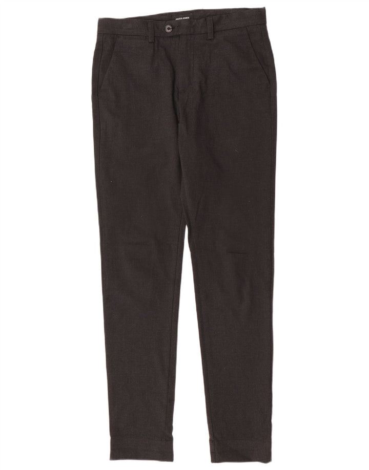 Jack & Jones Pantalón de traje ajustado para hombre W30 L32 Poliéster de pata de gallo gris