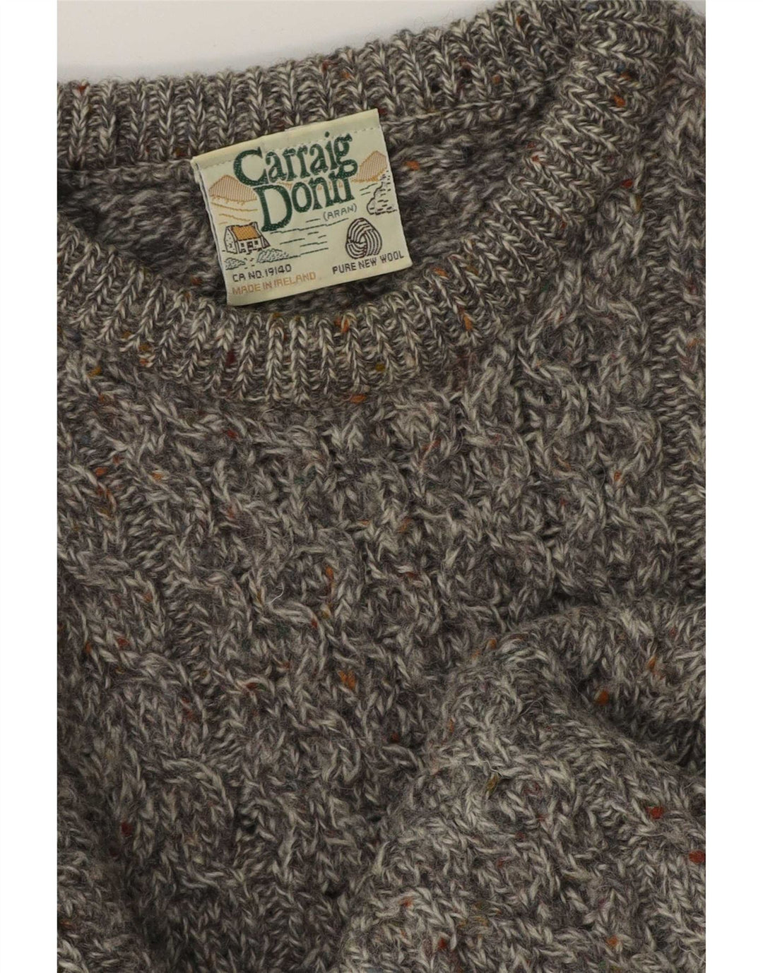 Carraig Donn Jersey para hombre de lana virgen gris medio