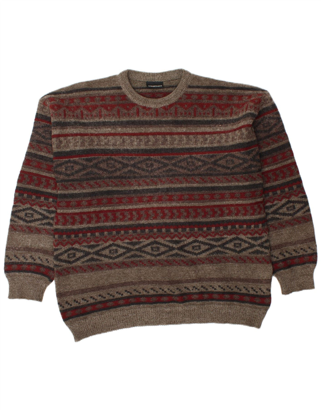 Giramondo Jersey De Cuello Redondo Para Hombre Jersey Grande Marrón Geométrico Poliacrílico