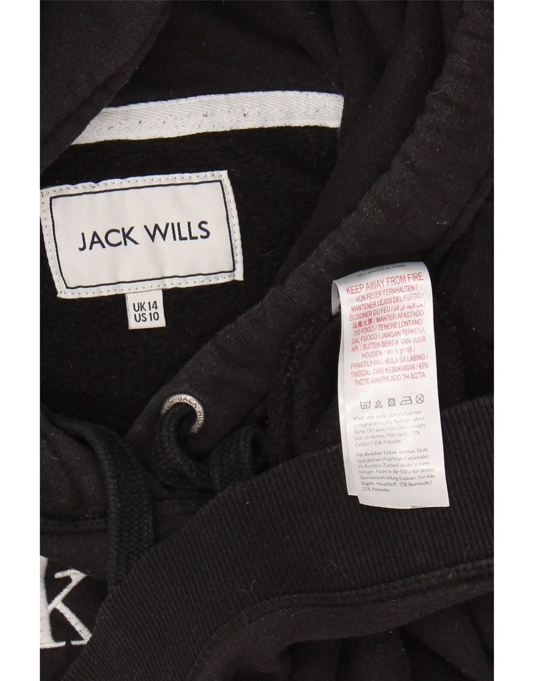 JACK WILLS Womens Oversized Graphic Hoodie Jumper UK 14 Medium Black