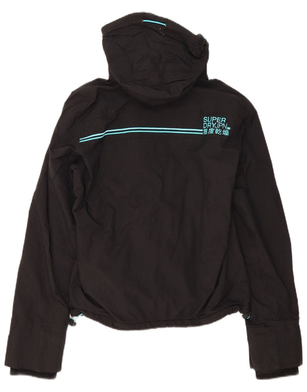 SUPERDRY Womens Windcheater Oversized Windbreaker Jacket UK 10 Small Black
