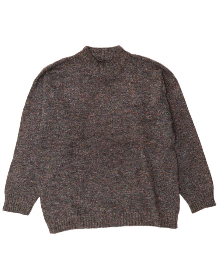 Vintage hombres tortuga cuello jumper suéter grande gris moteado lana clásico