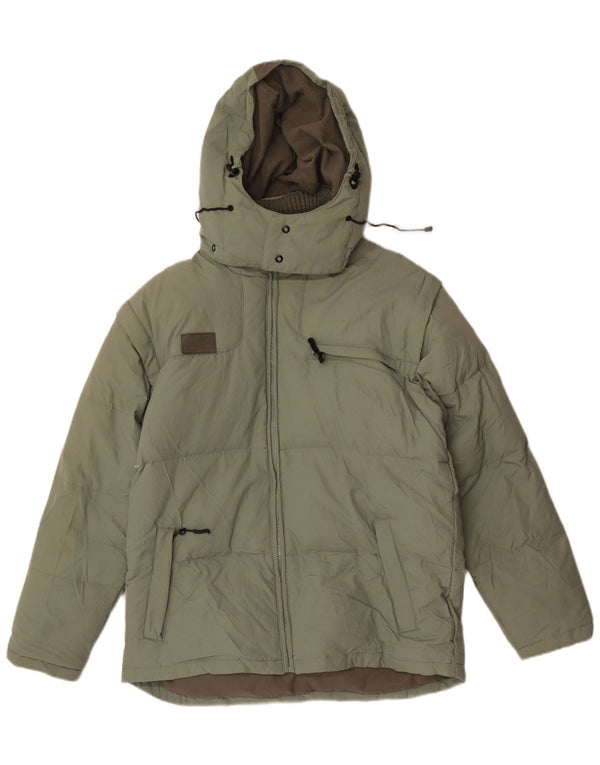 Fila Chaqueta acolchada con capucha para hombre UK 36 Small Verde Poliéster