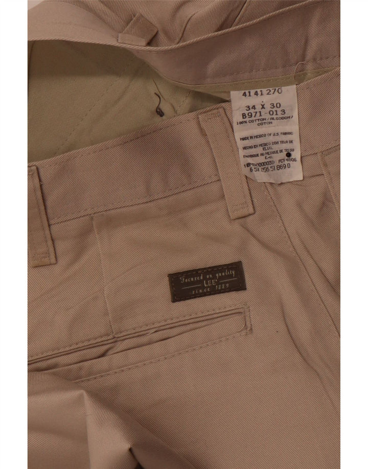 LEE Pantalones chinos con pinzas para hombre W34 L30 Algodón beige