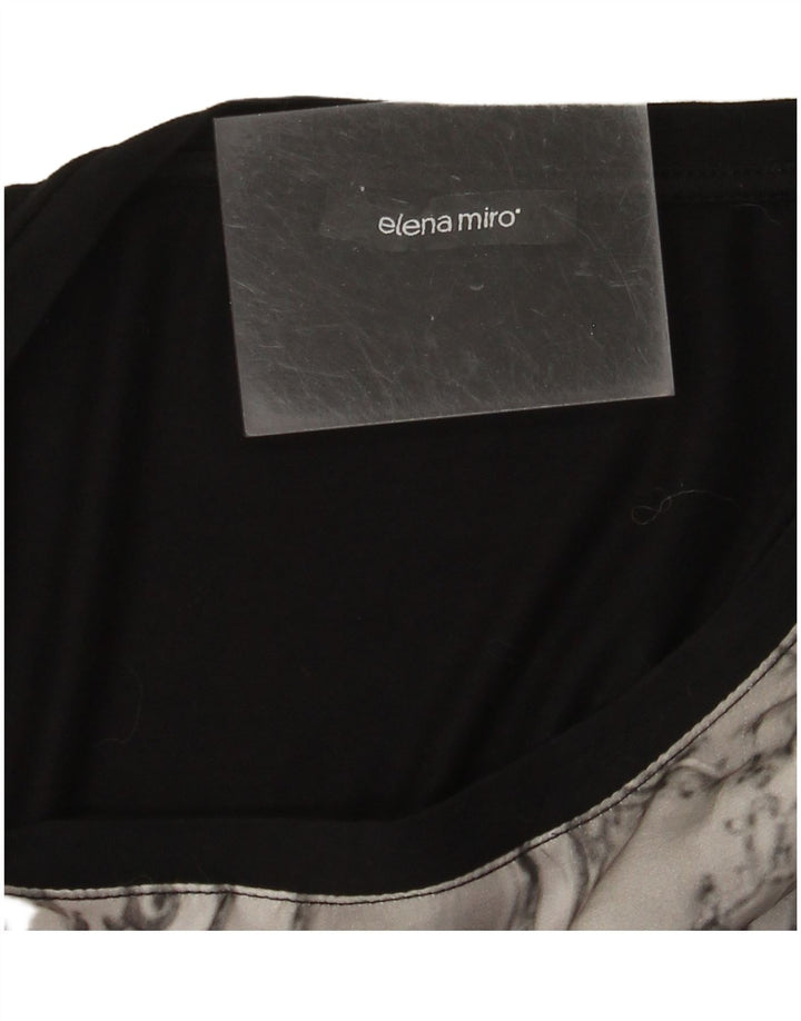 ELENA MIRO Top gráfico para mujer Manga larga UK 40 XL Negro