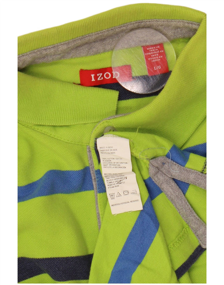 Izod Polo Hombre De Algodón A Rayas Verde Grande