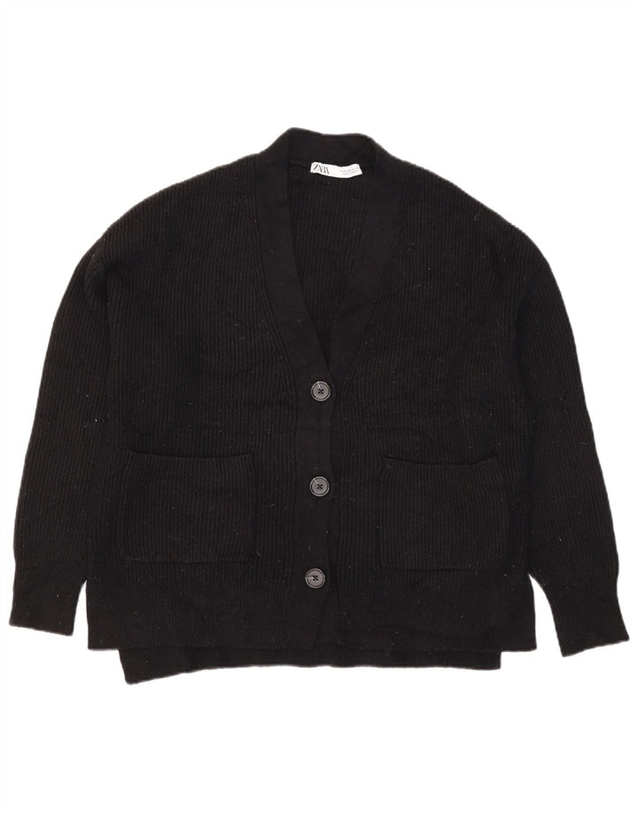 Zara Mujer Suéter Cárdigan Extragrande UK 44 Mediano Negro